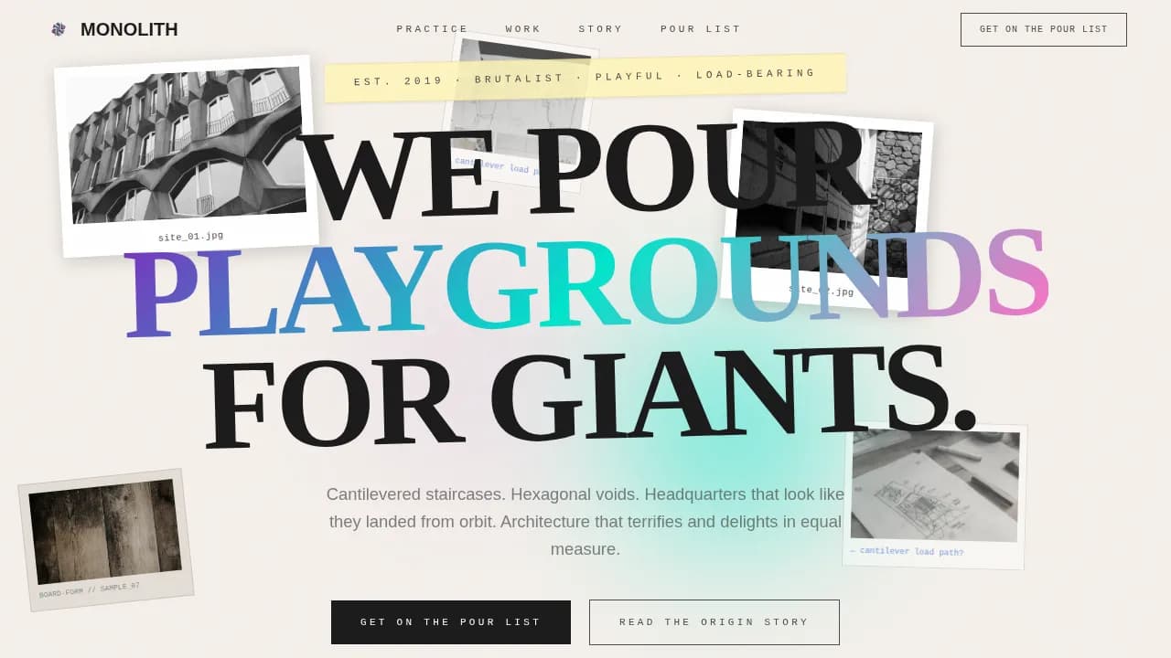 Brutalist Architecture Pre-Launch Website Template