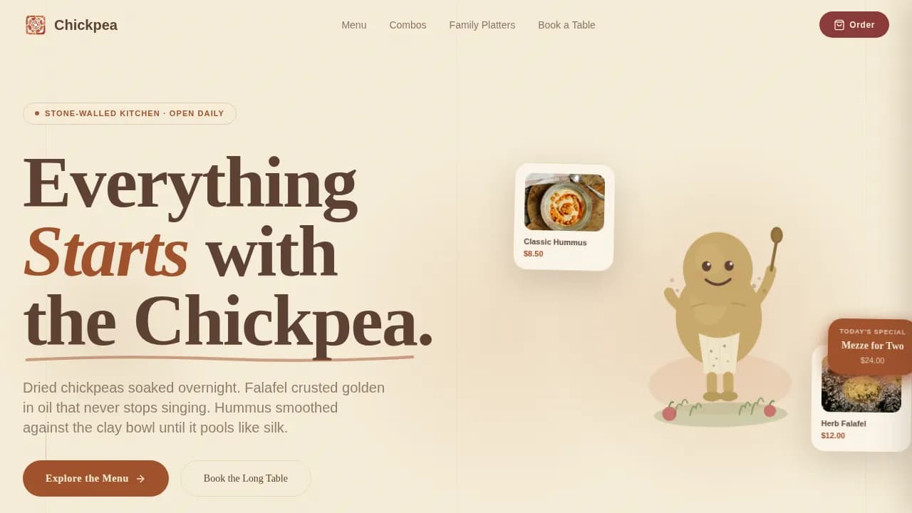 Middle Eastern Cuisine & Dining Advanced Professional Website Template