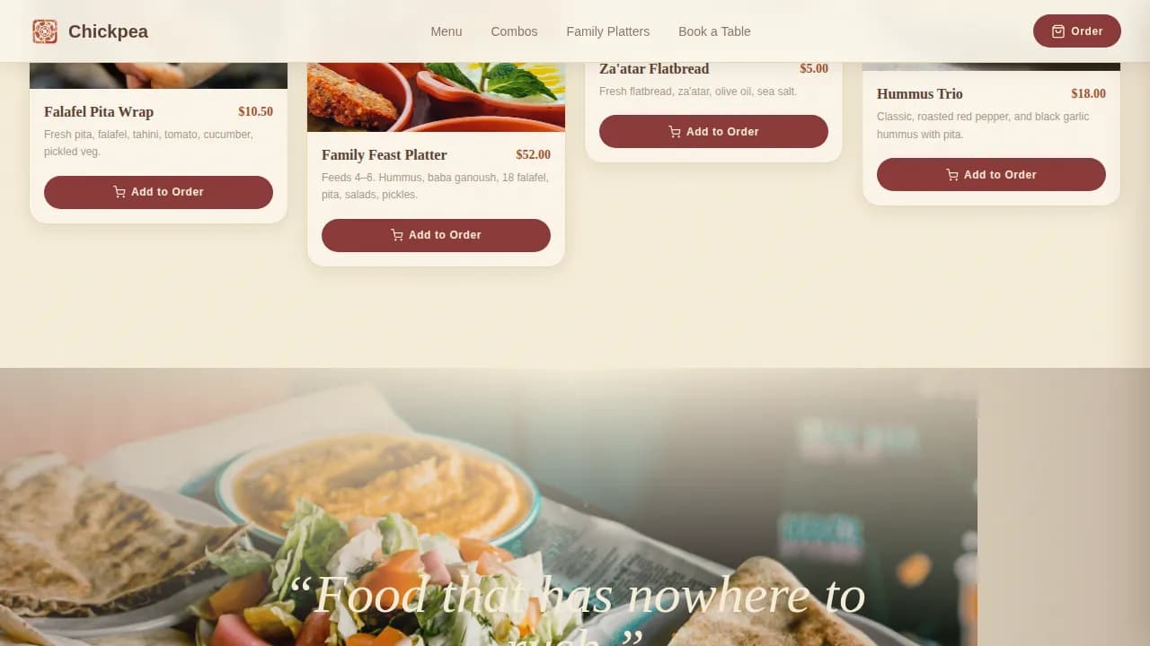 Middle Eastern Cuisine & Dining Advanced Professional Website Template