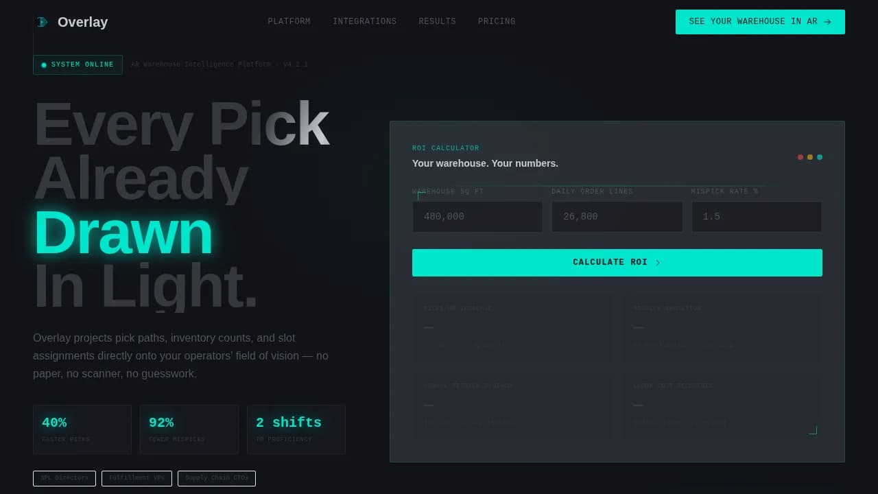Overlay - AR-Enhanced Warehouse Management Landing Page Template