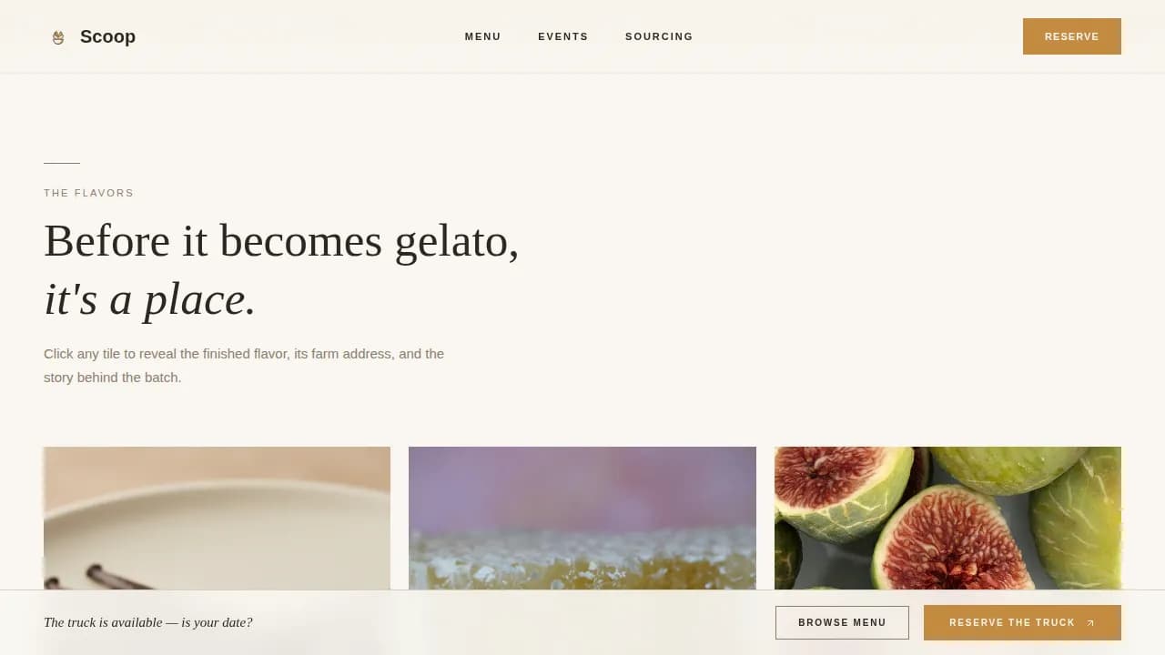 Scoop — Premium Gelato Truck Landing Page Template