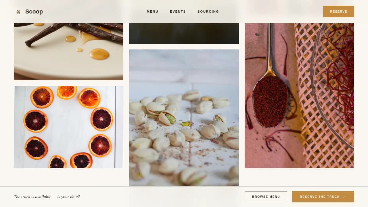 Scoop — Premium Gelato Truck Landing Page Template