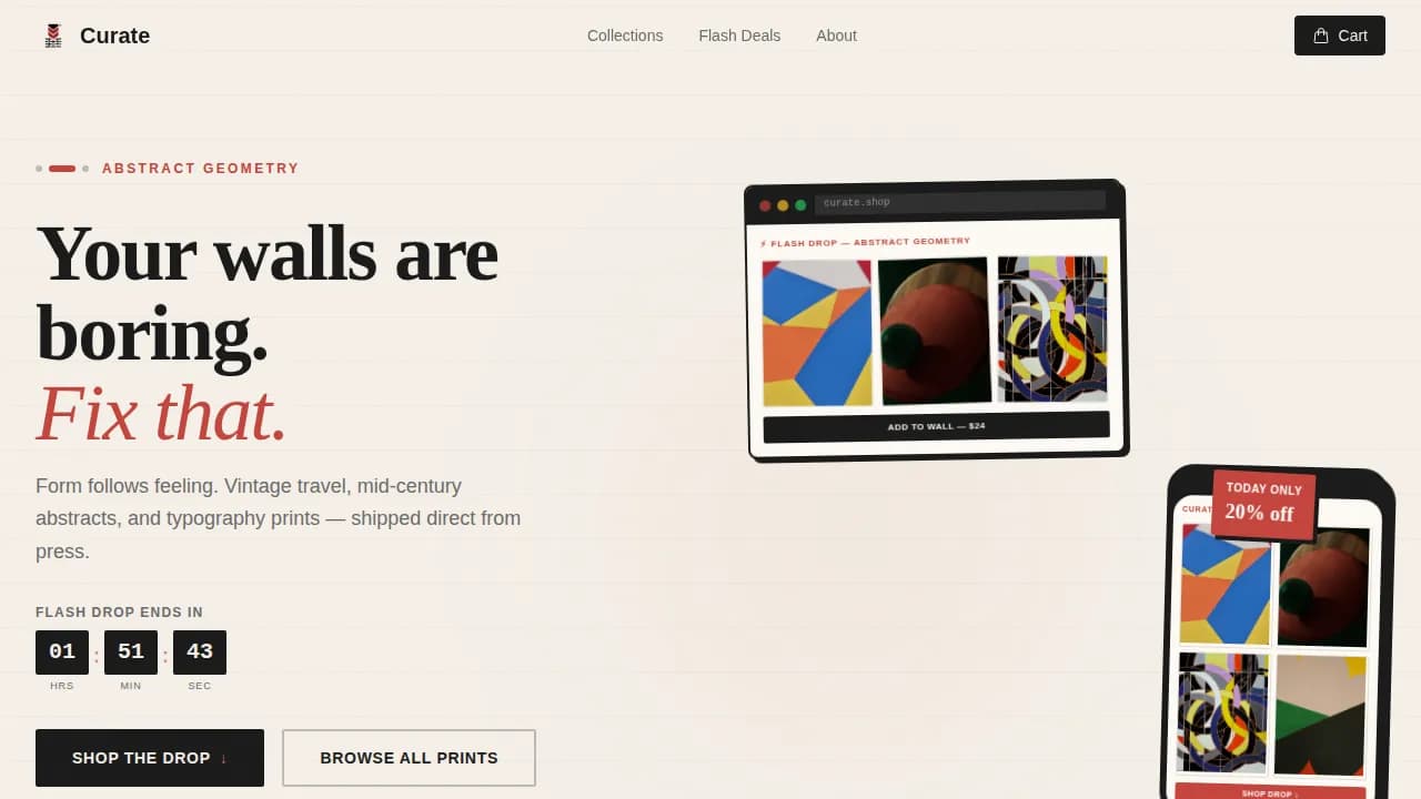Wall Art & Prints Store Professional Website Template