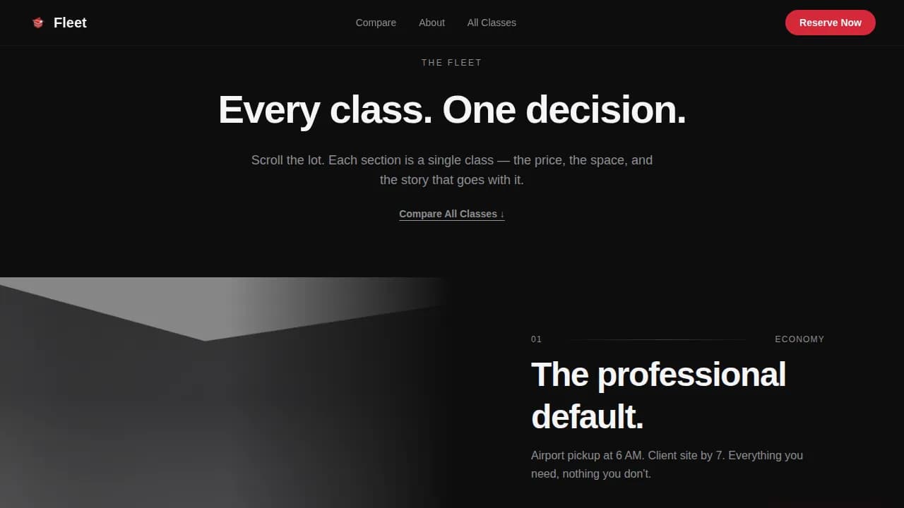 Fleet — Executive Car Rental Landing Page Template
