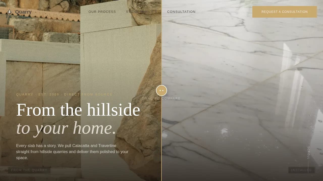 Quarry — Premium Marble Supplier Landing Page Template