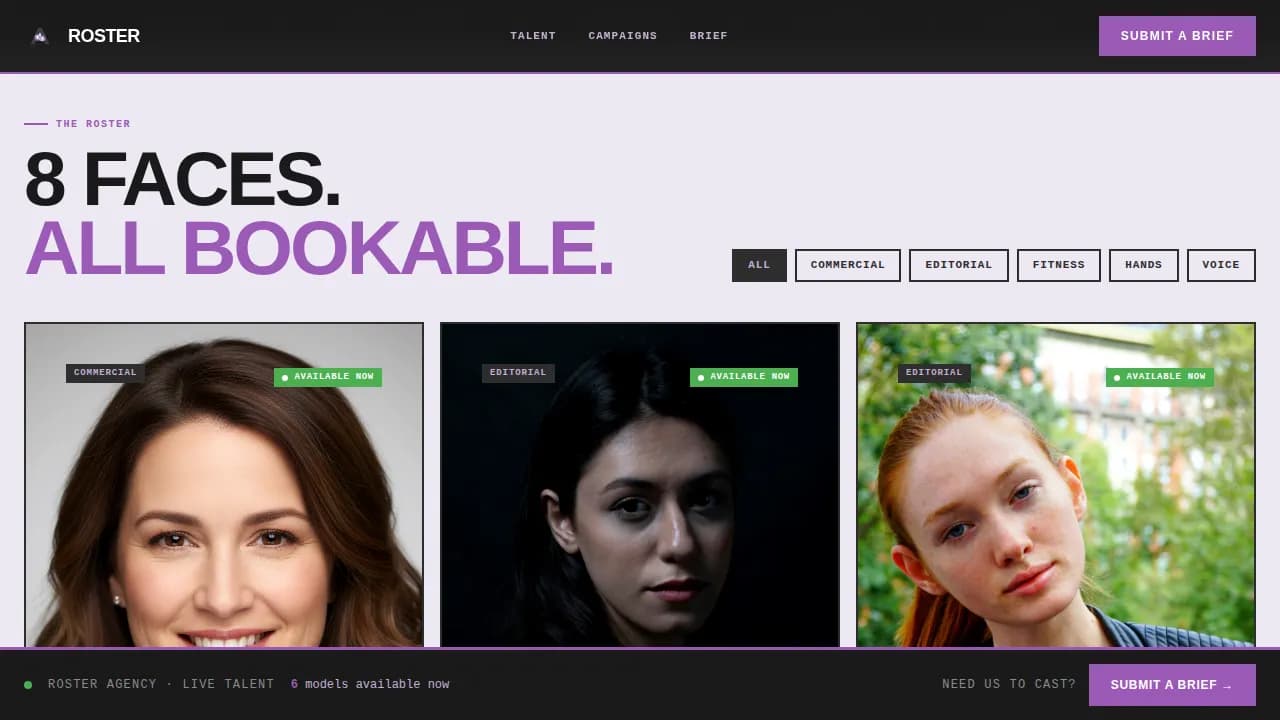 Modeling Agency Booking Website Template