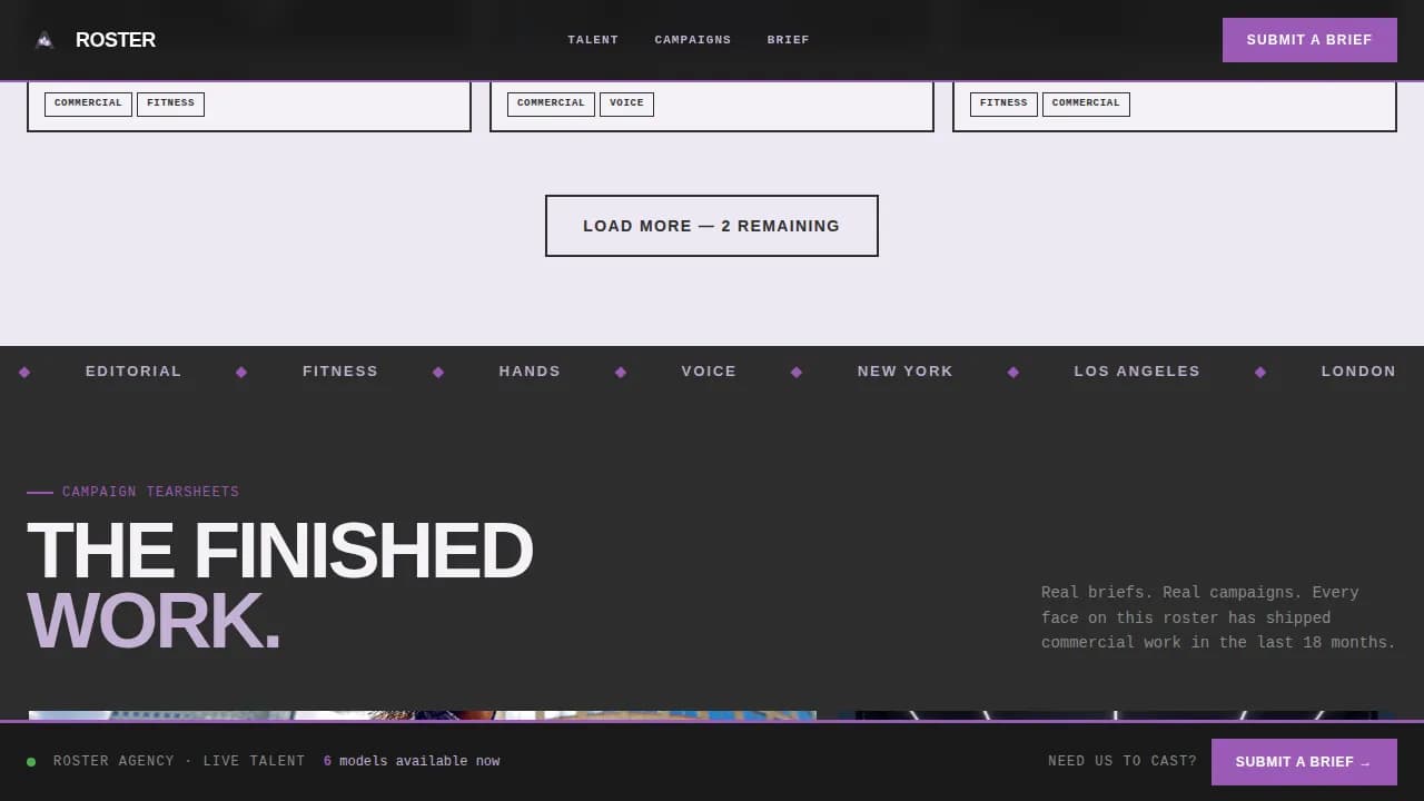Modeling Agency Booking Website Template