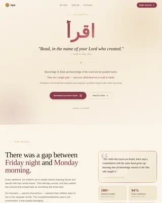 Iqra — Spiritual Islamic Education Landing Page Template