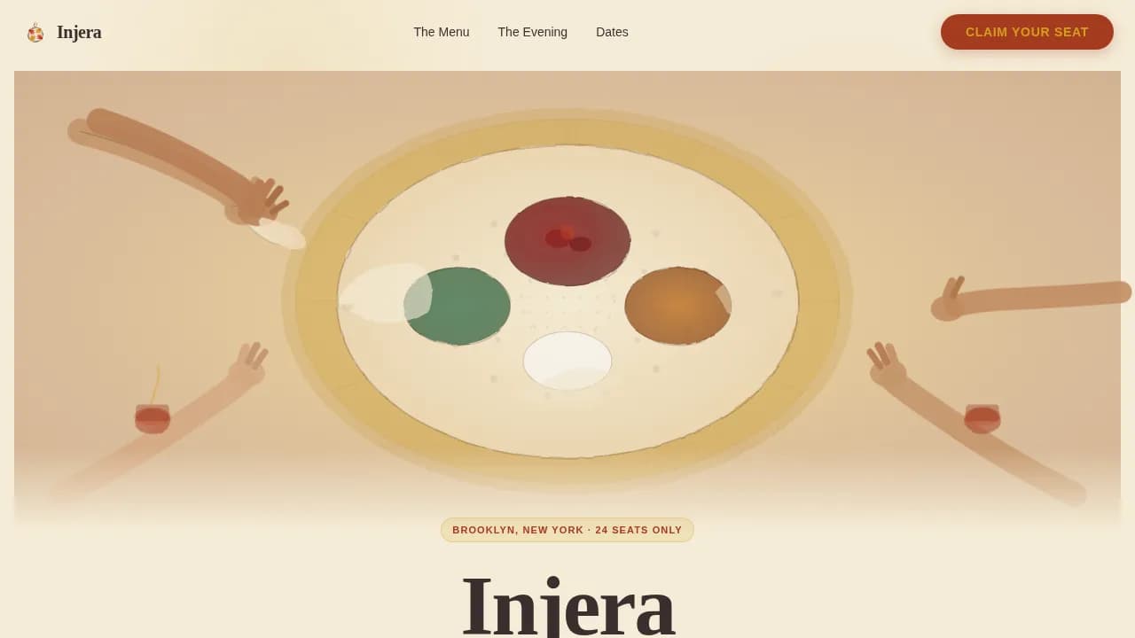 Injera — Authentic Ethiopian Hospitality Landing Page Template