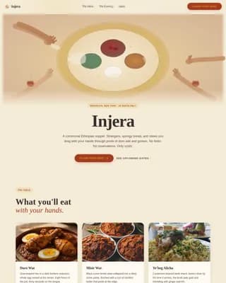 Injera — Authentic Ethiopian Hospitality Landing Page Template