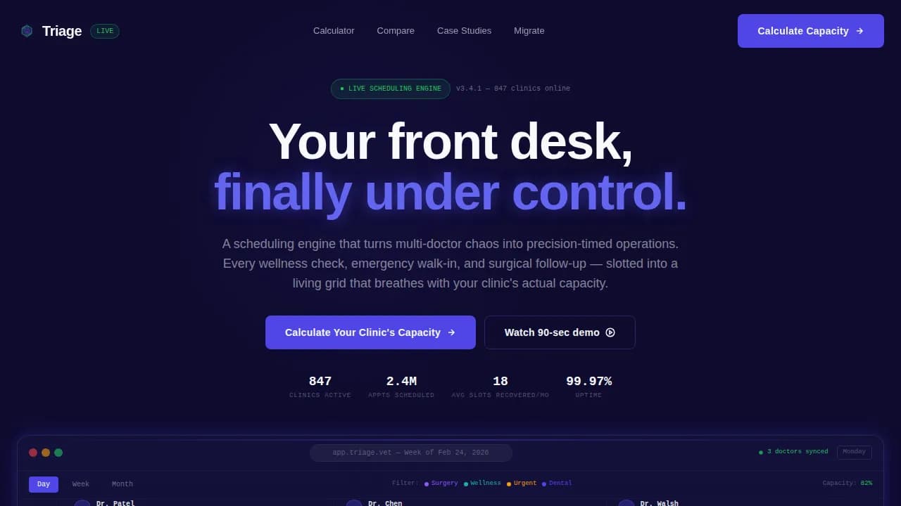 Triage — Intelligent Veterinary Booking Landing Page Template
