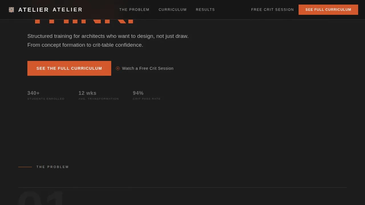Atelier — Bold Architecture Course Landing Page Template