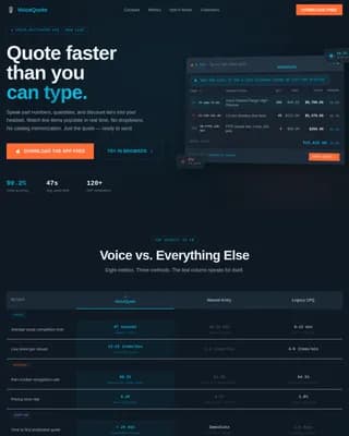 Voicequote - Voice-Activated CPQ Comparison Table Landing Page Template