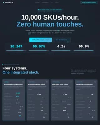 Dispatch - Automated Warehouse Operations Landing Page Template