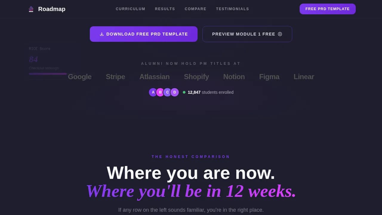 Roadmap — Agile Product Management Landing Page Template