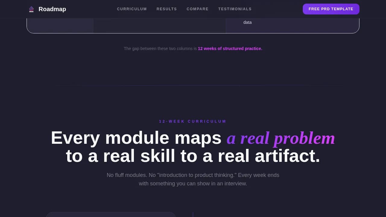 Roadmap — Agile Product Management Landing Page Template