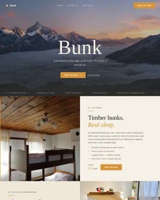 Bunk — Serene Student Hostel Landing Page Template