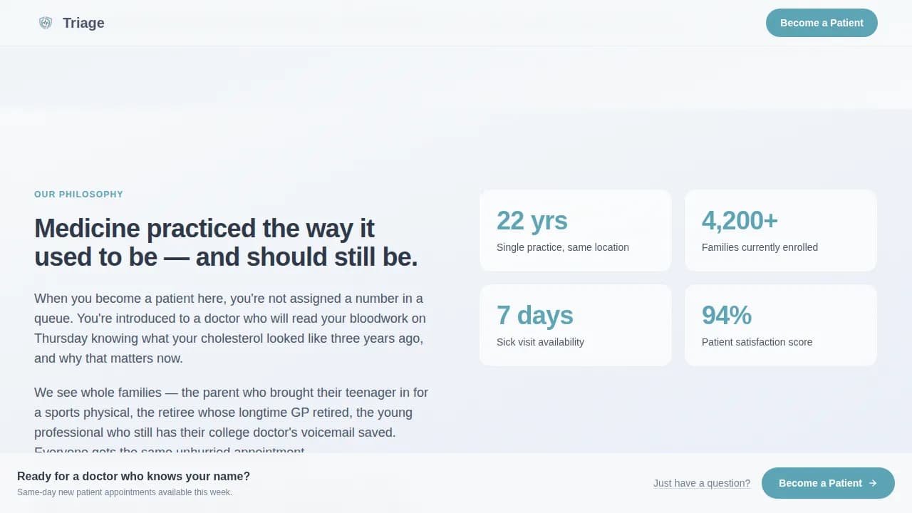 Triage — Trusted Family Medicine Landing Page Template