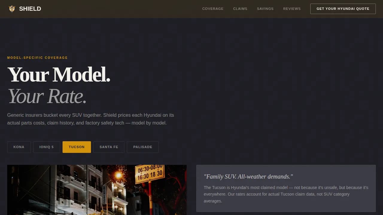 Shield - Specialist Hyundai Coverage Landing Page Template