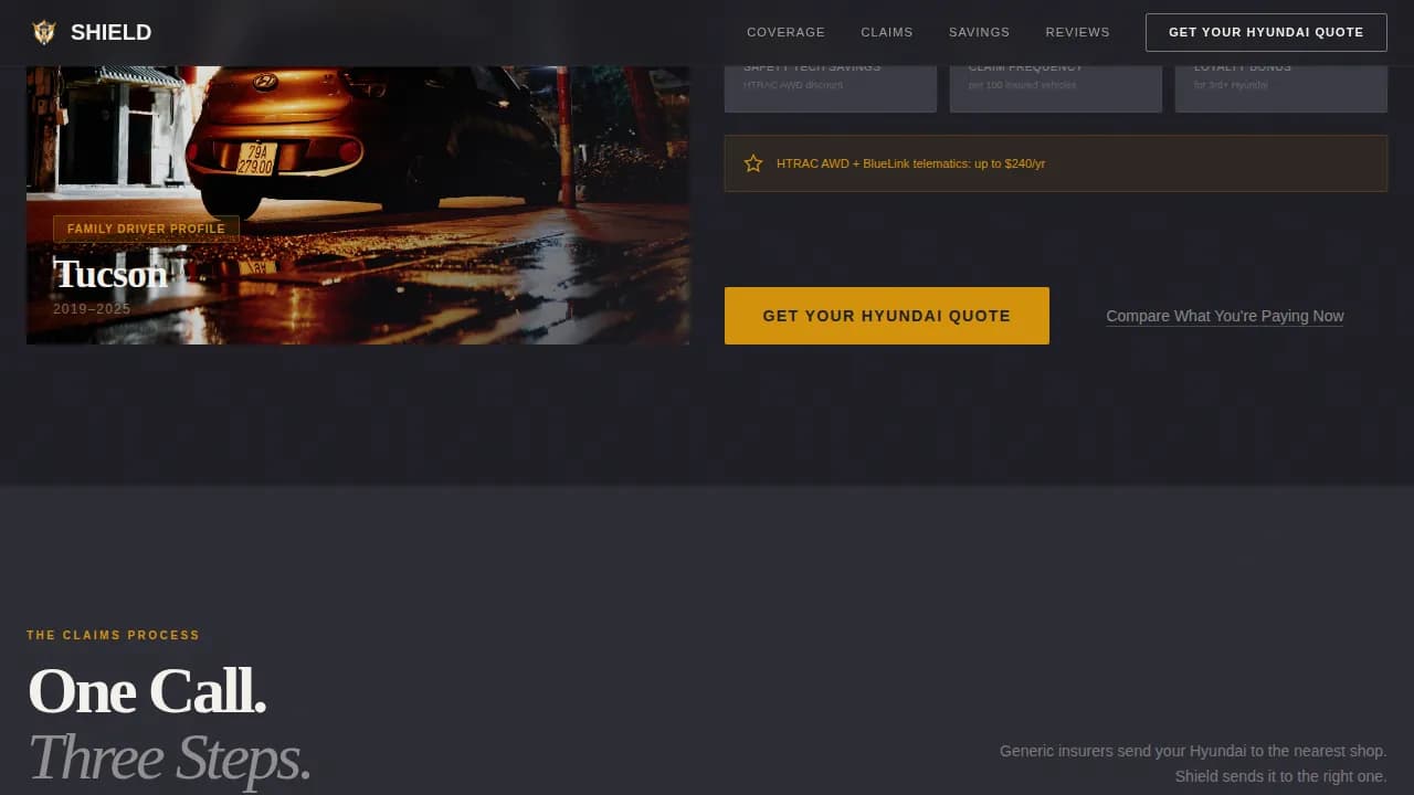 Shield - Specialist Hyundai Coverage Landing Page Template