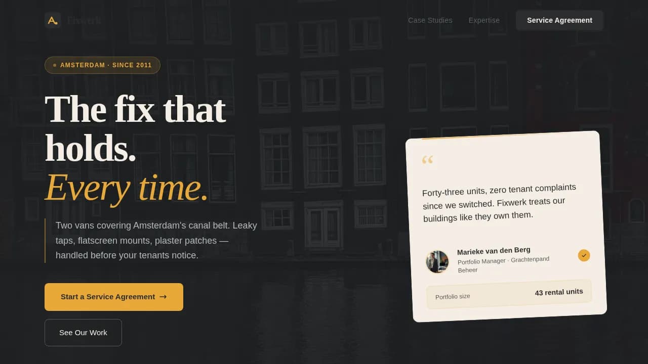 Fixwerk — Reliable B2B Maintenance Landing Page Template