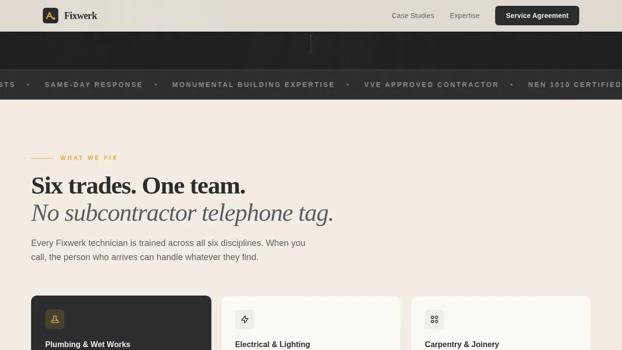 Fixwerk — Reliable B2B Maintenance Landing Page Template