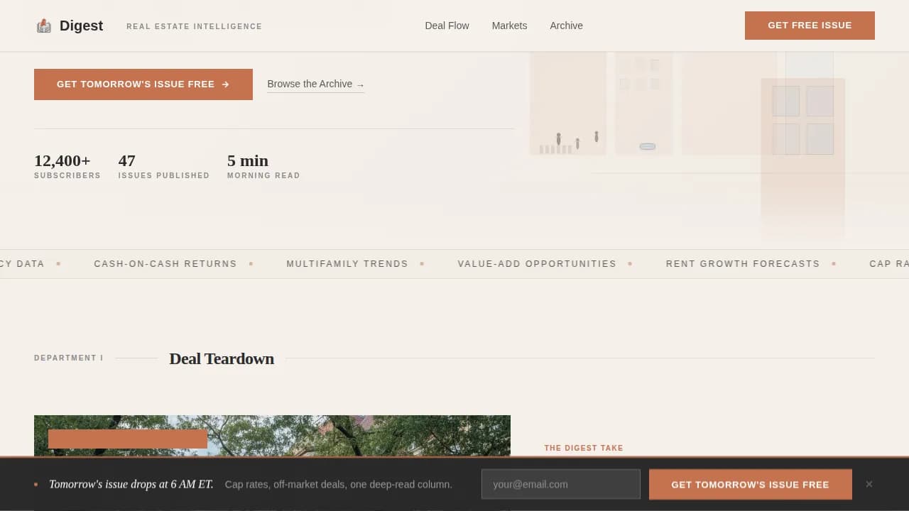 Digest - The Daily Edge Real Estate Investing Newsletter Landing Page Template