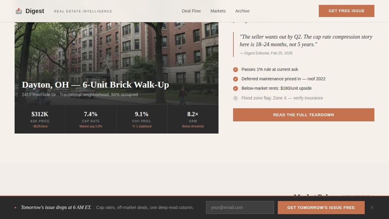 Digest - The Daily Edge Real Estate Investing Newsletter Landing Page Template