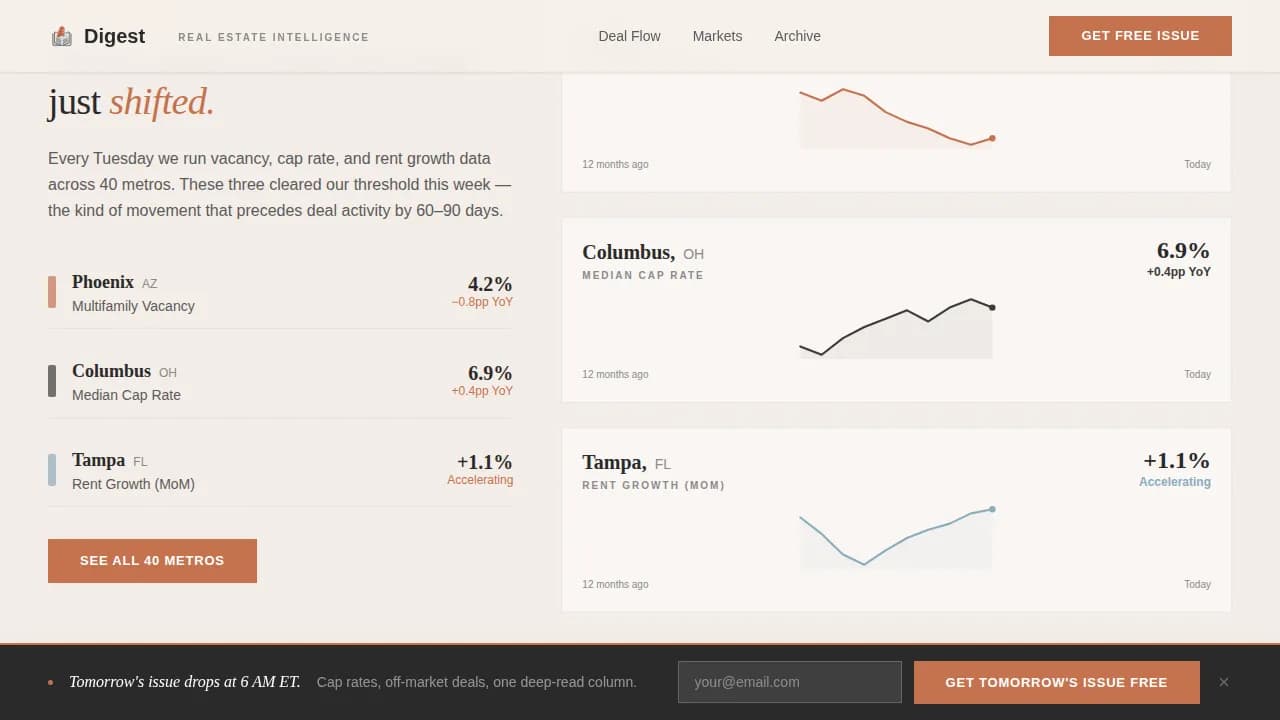 Digest - The Daily Edge Real Estate Investing Newsletter Landing Page Template