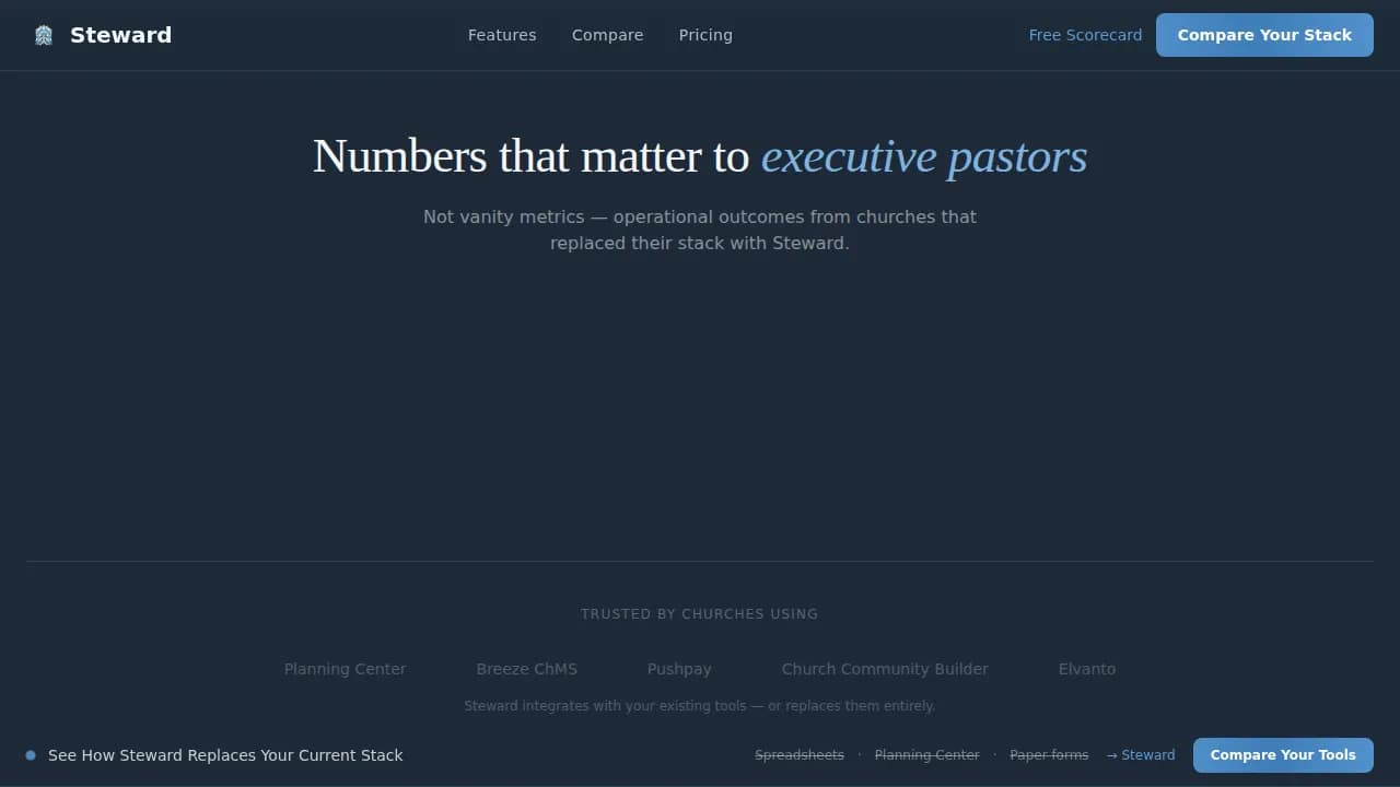 Steward — Mission-Driven Church Landing Page Template