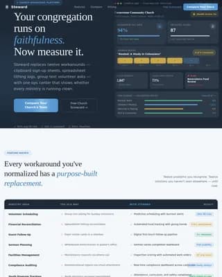 Steward — Mission-Driven Church Landing Page Template