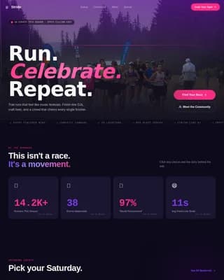 Stride — Vibrant Trail Running Community Landing Page Template