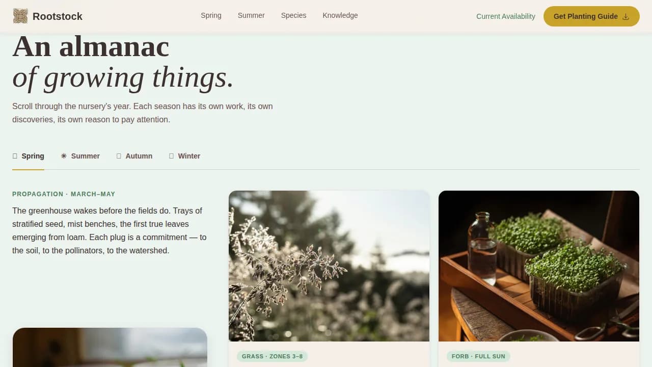 Rootstock — Ecological Horticulture Gallery Landing Page Template