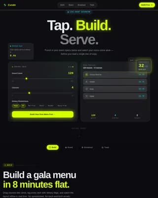 Curate — Dynamic Culinary Coordination Landing Page Template