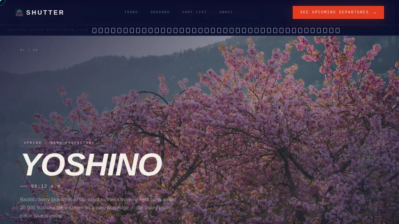Shutter — Immersive Travel Photography Landing Page Template