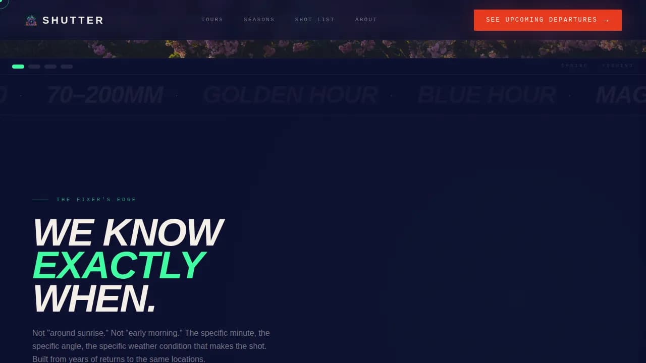 Shutter — Immersive Travel Photography Landing Page Template