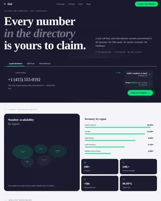Dial - Instant Virtual Phone Number Landing Page Template