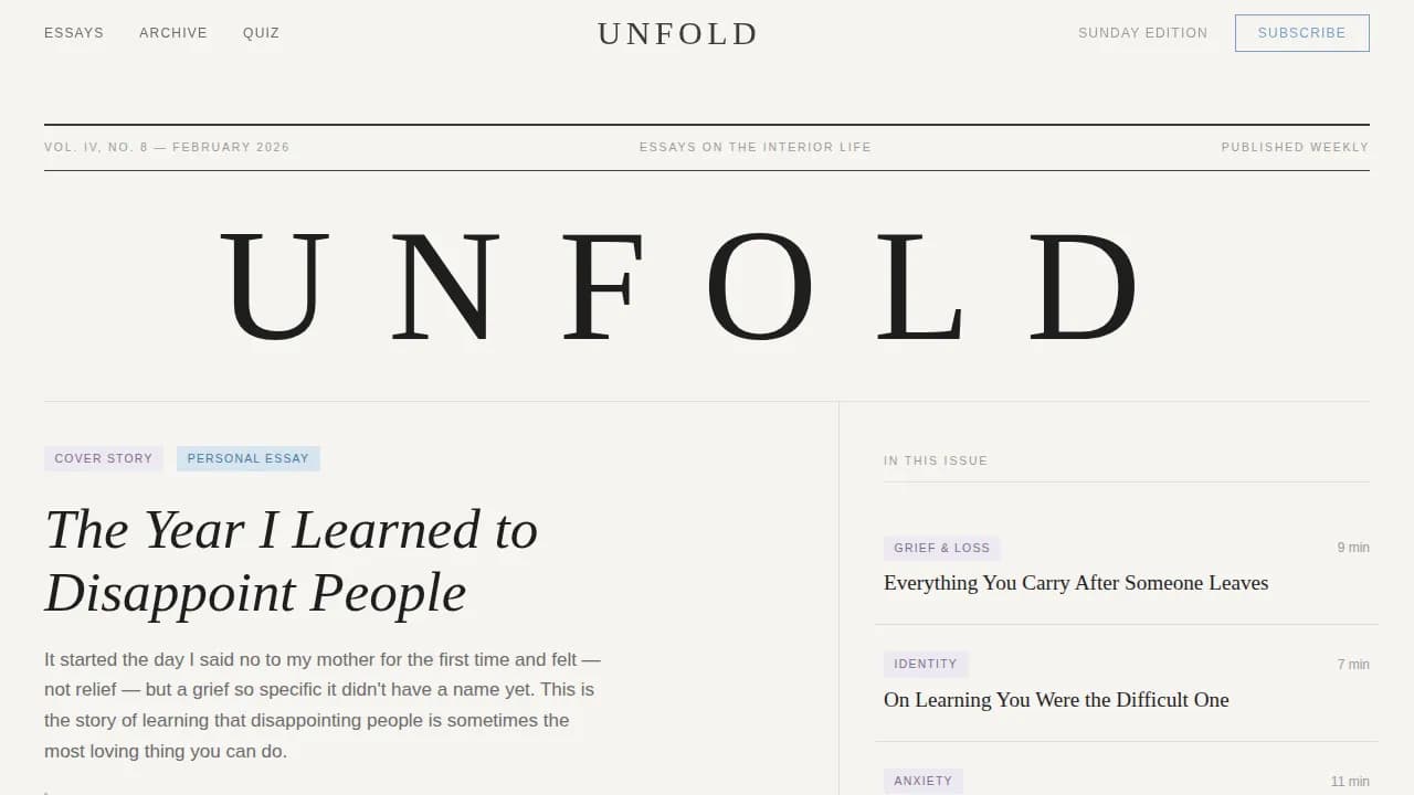 Unfold — Transformative Mental Health Blog Landing Page Template
