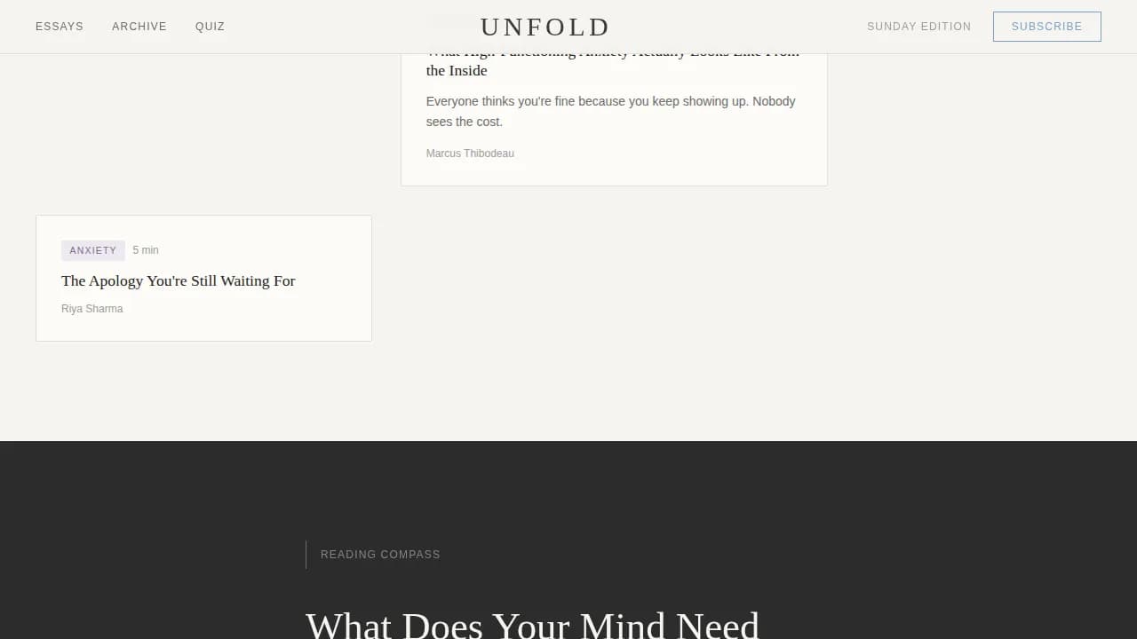 Unfold — Transformative Mental Health Blog Landing Page Template