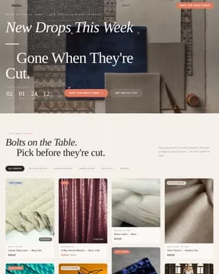 Bobbin — Premium Fabric Marketplace Landing Page Template