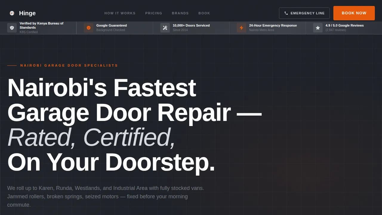 Hinge — Rapid Garage Door Repair Landing Page Template