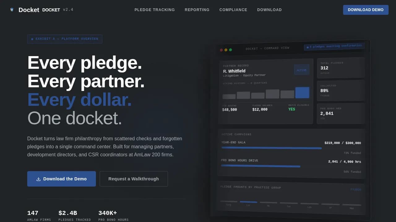 Docket — Powerful Legal Operations Landing Page Template
