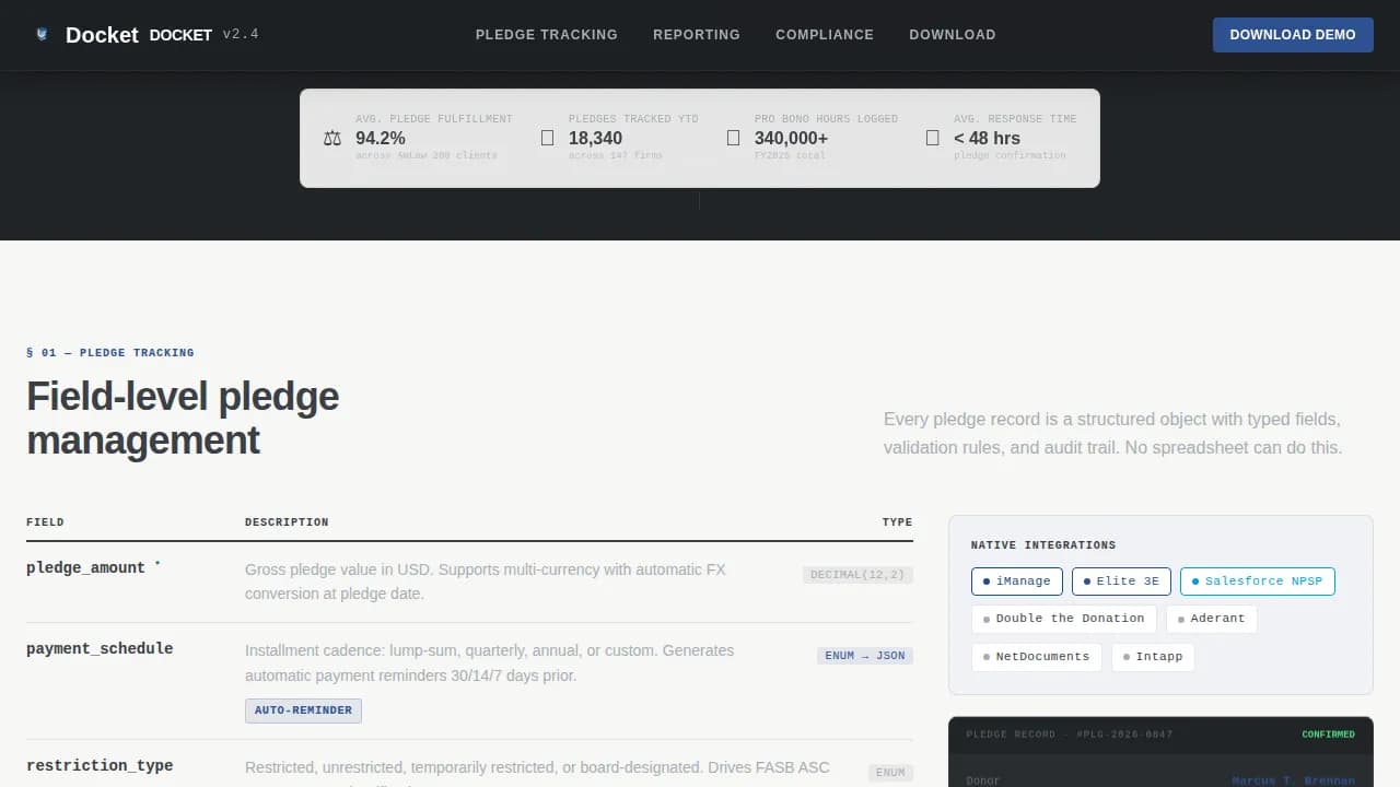 Docket — Powerful Legal Operations Landing Page Template
