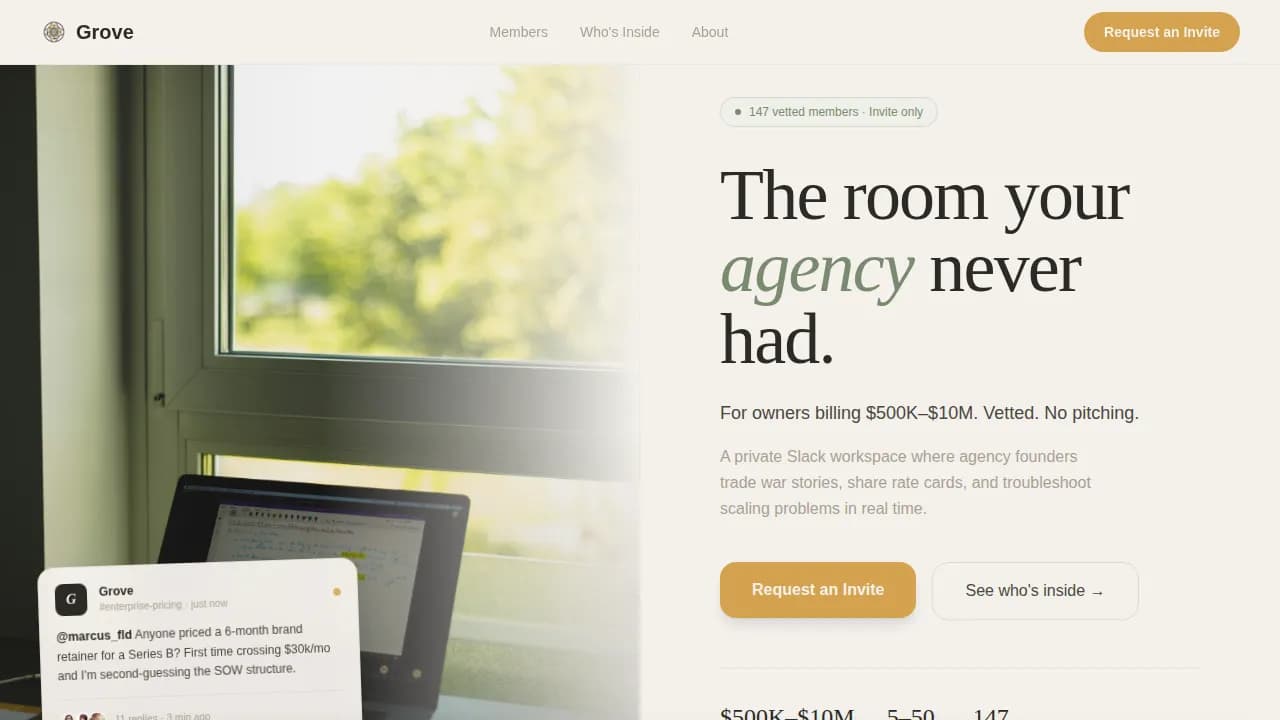 Grove — Premium Agency Network Landing Page Template