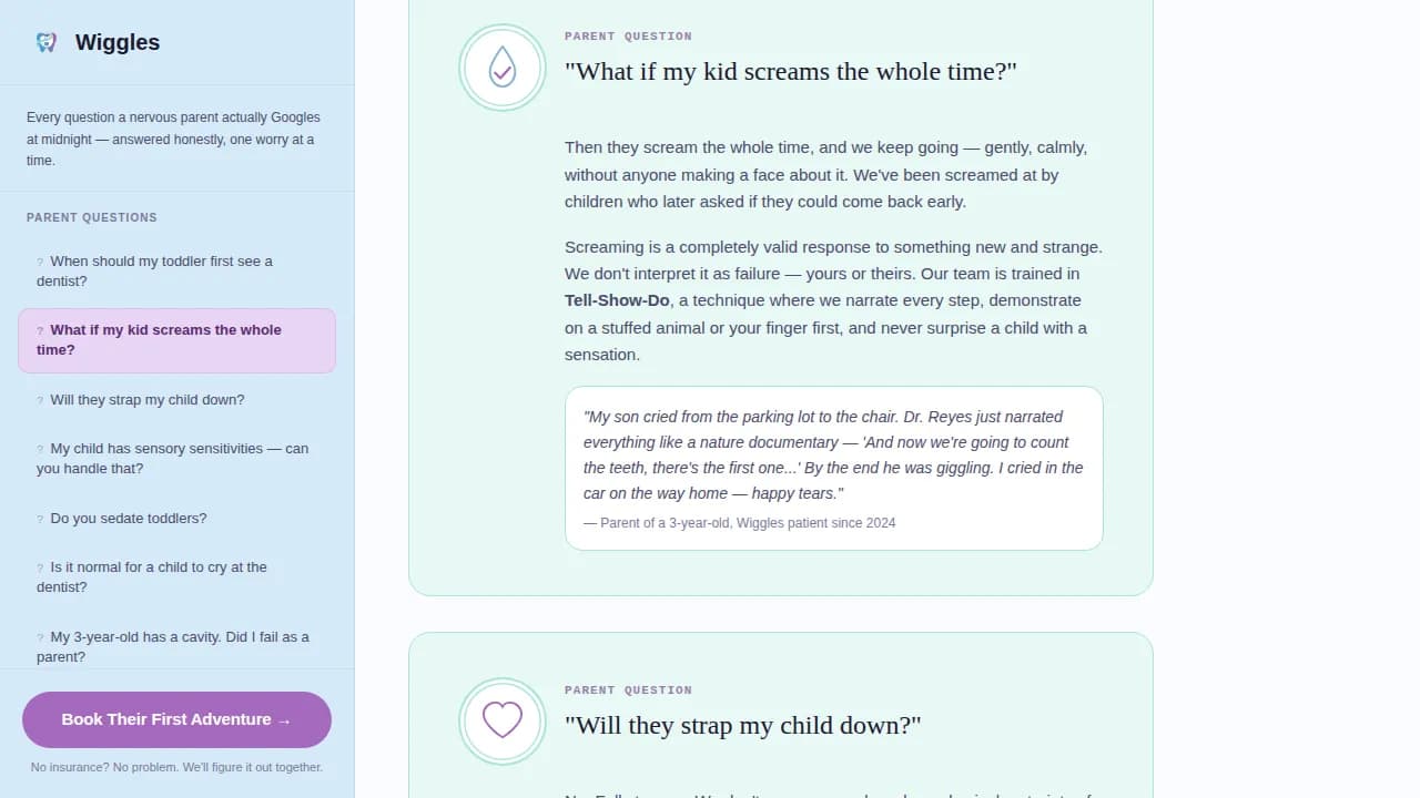 Pediatric Dentist Booking Website Template
