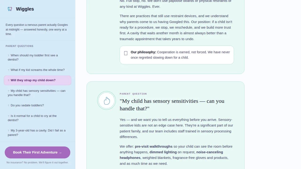 Pediatric Dentist Booking Website Template