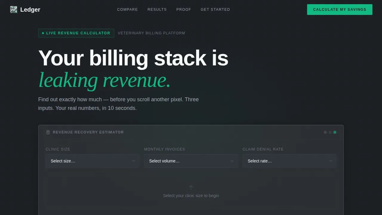 Veterinary Software & SaaS Cost Calculator Website Template