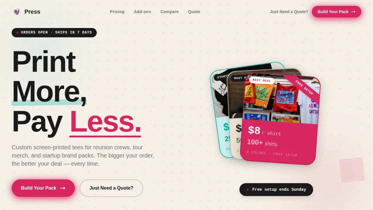 Local Brick & Mortar Business Pricing Website Template