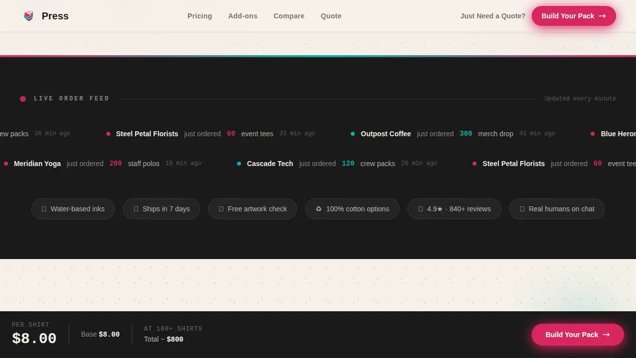 Local Brick & Mortar Business Pricing Website Template