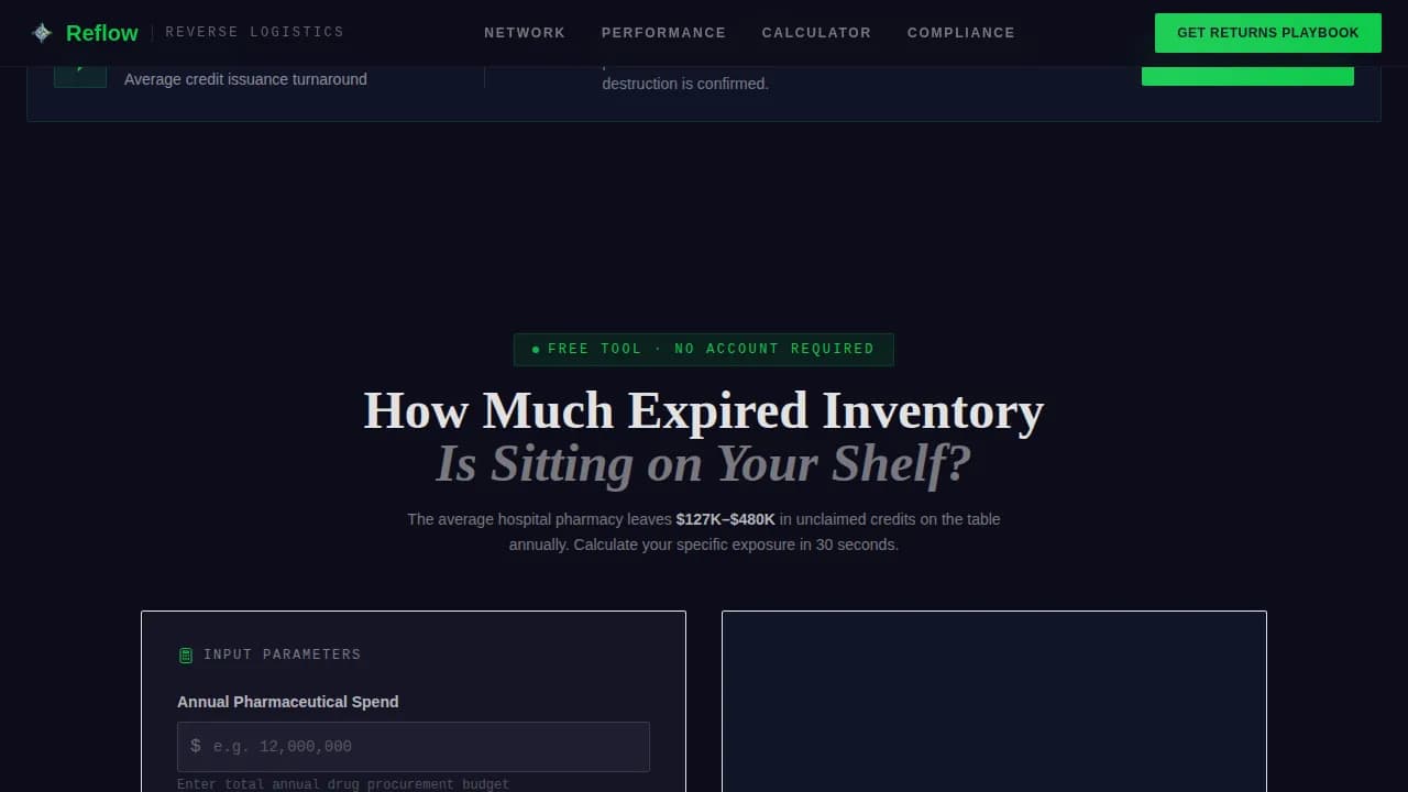 Reflow - DEA Compliant Returns Operations Landing Page Template